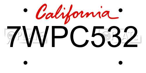 7WPC532 California License Plate