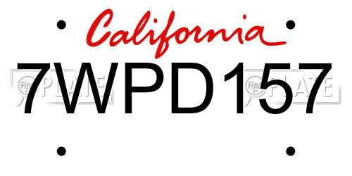 7WPD157 California License Plate
