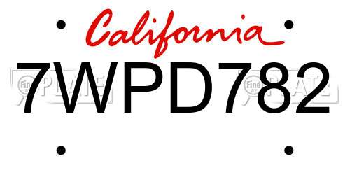 7WPD782 California License Plate