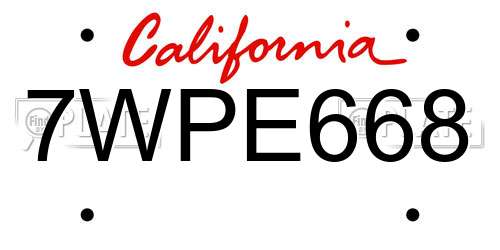 7WPE668 California License Plate