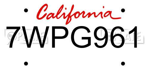 7WPG961 California License Plate