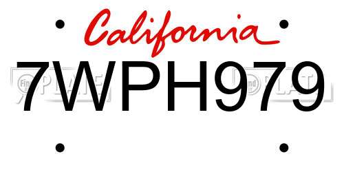 7WPH979 California License Plate