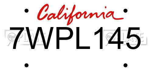 7WPL145 California License Plate