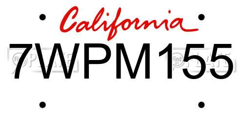 7WPM155 California License Plate