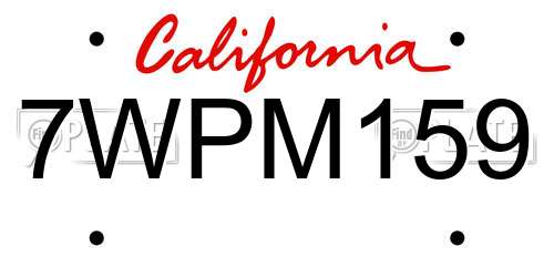 7WPM159 California License Plate