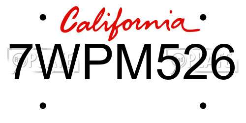 7WPM526 California License Plate