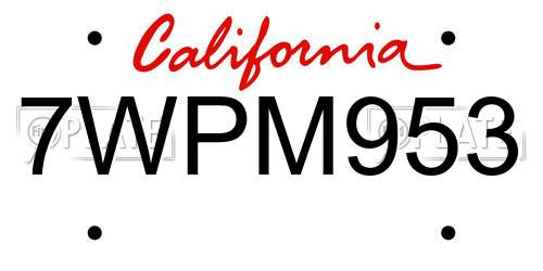 7WPM953 California License Plate