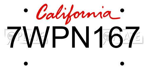 7WPN167 California License Plate