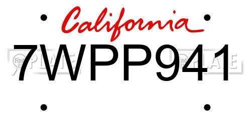 7WPP941 California License Plate