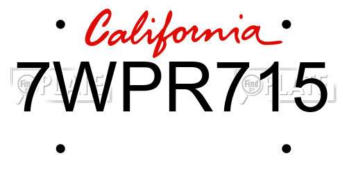7WPR715 California License Plate