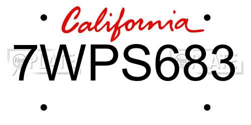 7WPS683 California License Plate