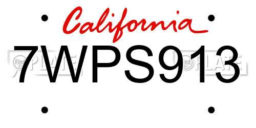 7WPS913 California License Plate