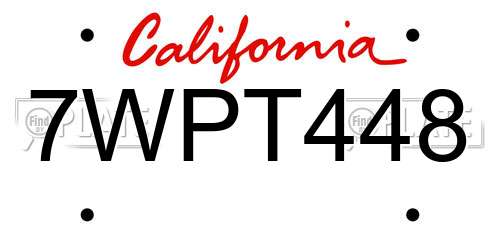 7WPT448 California License Plate