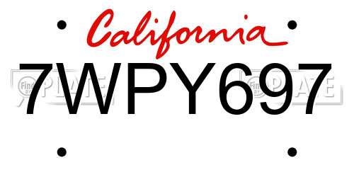 7WPY697 California License Plate