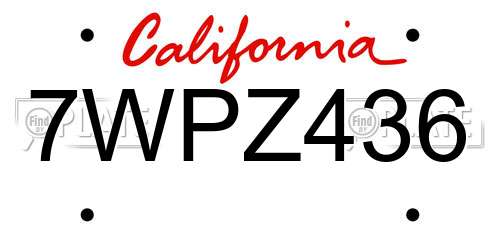 7WPZ436 California License Plate