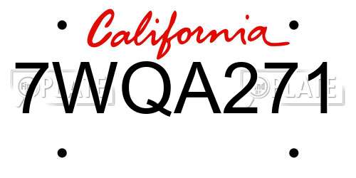 7WQA271 California License Plate