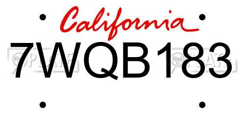 7WQB183 California License Plate