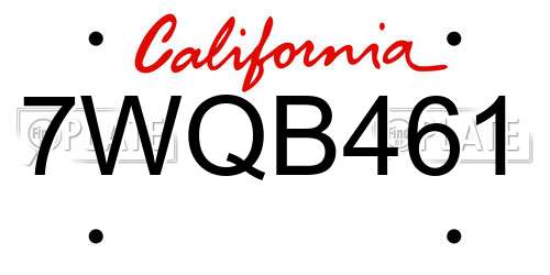 7WQB461 California License Plate