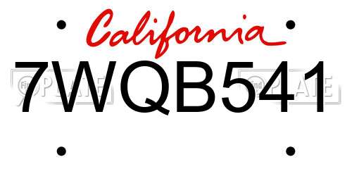 7WQB541 California License Plate