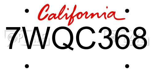 7WQC368 California License Plate