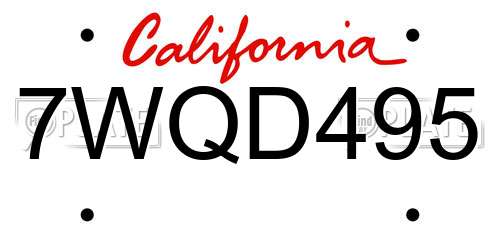 7WQD495 California License Plate