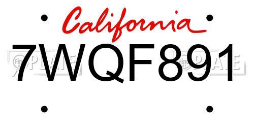 7WQF891 California License Plate