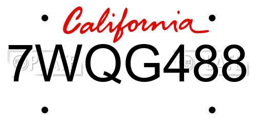 7WQG488 California License Plate