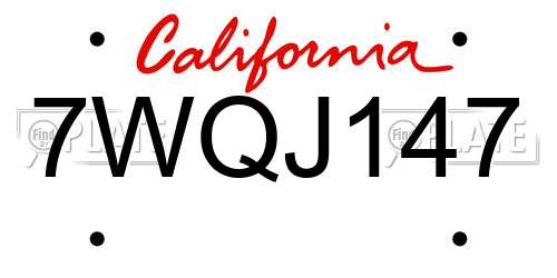 7WQJ147 California License Plate