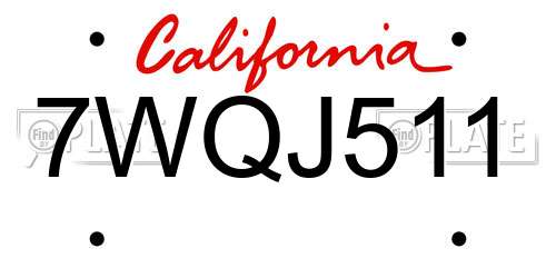 7WQJ511 California License Plate