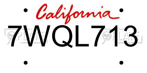 7WQL713 California License Plate