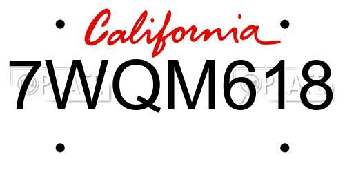 7WQM618 California License Plate
