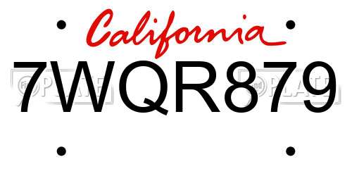 7WQR879 California License Plate