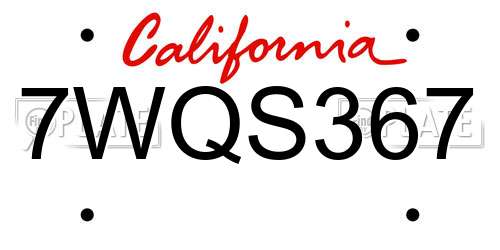 7WQS367 California License Plate