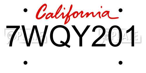 7WQY201 California License Plate