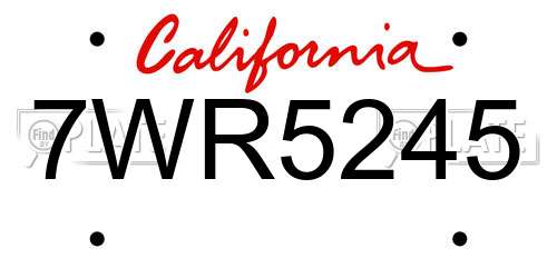 7WR5245 California License Plate