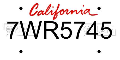 7WR5745 California License Plate
