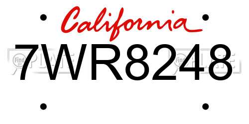 7WR8248 California License Plate