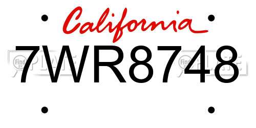 7WR8748 California License Plate