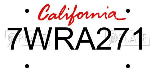 7WRA271 California License Plate