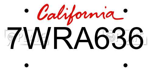 7WRA636 California License Plate