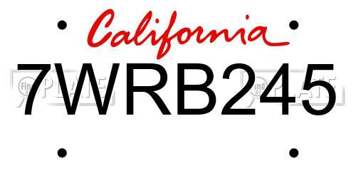 7WRB245 California License Plate