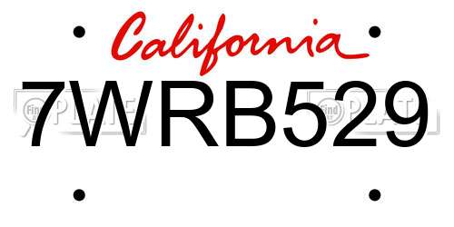 7WRB529 California License Plate