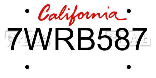 7WRB587 California License Plate