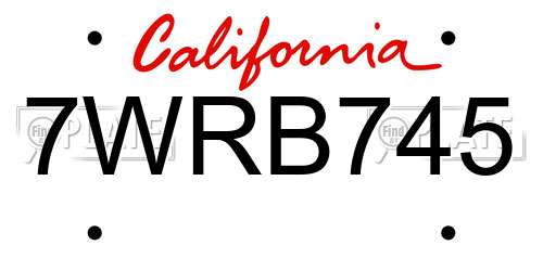 7WRB745 California License Plate