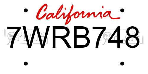 7WRB748 California License Plate