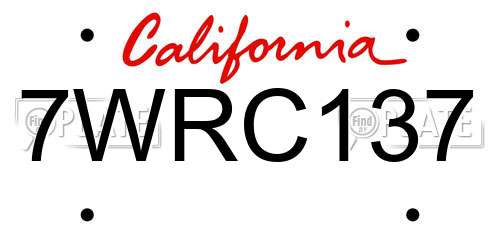 7WRC137 California License Plate
