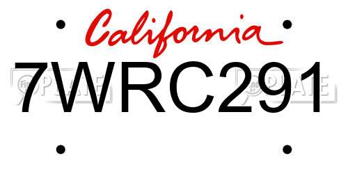 7WRC291 California License Plate