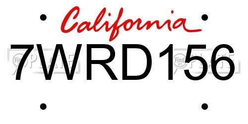 7WRD156 California License Plate