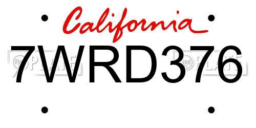 7WRD376 California License Plate