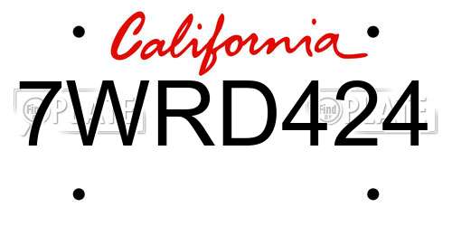 7WRD424 California License Plate